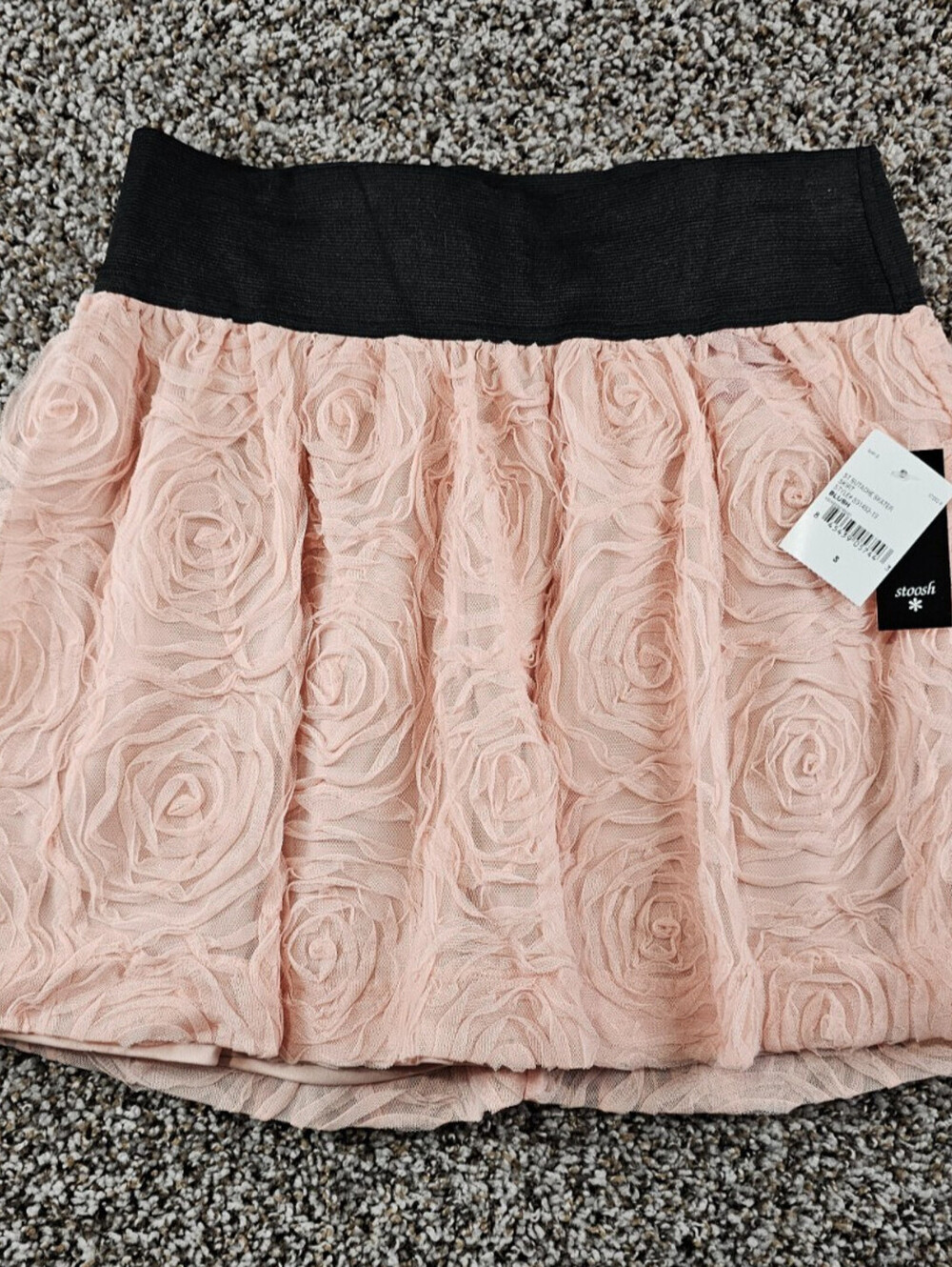 Vintage Y2K Stoosh Womens Sz S A Line Mini Skirt Pink Floral 3D NEW